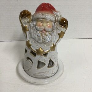 The Christmas Collection Vintage Santa Porcelain Tea Light Holder w Saucer